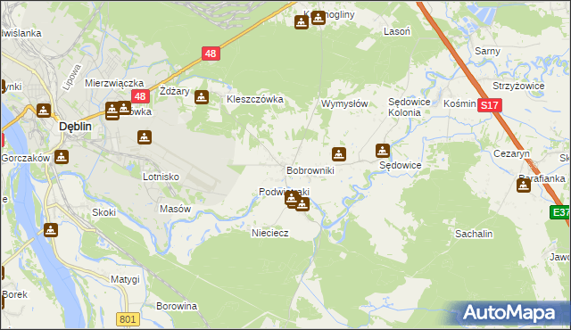 mapa Bobrowniki gmina Ryki, Bobrowniki gmina Ryki na mapie Targeo