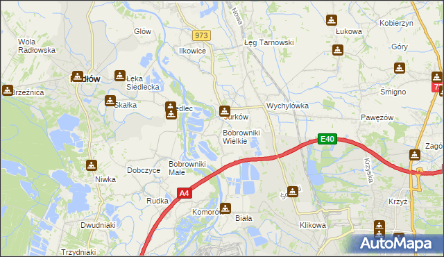 mapa Bobrowniki Wielkie, Bobrowniki Wielkie na mapie Targeo