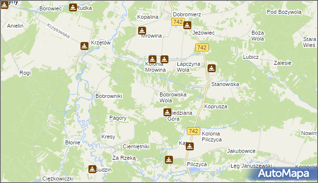 mapa Bobrowska Wola, Bobrowska Wola na mapie Targeo