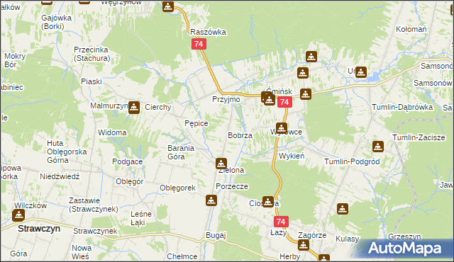 mapa Bobrza, Bobrza na mapie Targeo