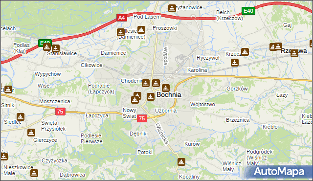 mapa Bochni, Bochnia na mapie Targeo