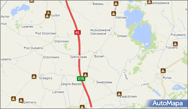 mapa Bocień, Bocień na mapie Targeo