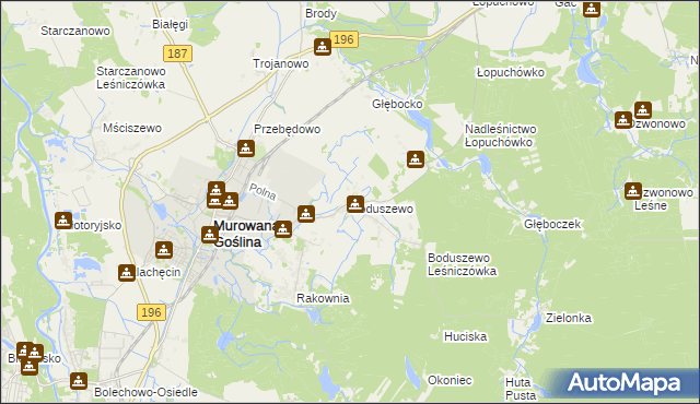 mapa Boduszewo, Boduszewo na mapie Targeo