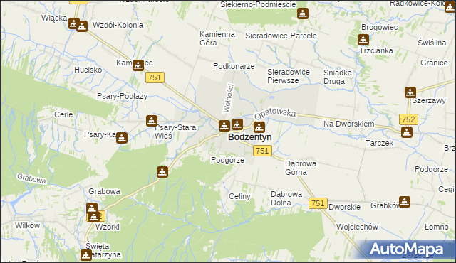 mapa Bodzentyn, Bodzentyn na mapie Targeo