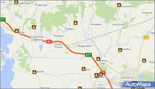 mapa Bogaczewo gmina Elbląg, Bogaczewo gmina Elbląg na mapie Targeo