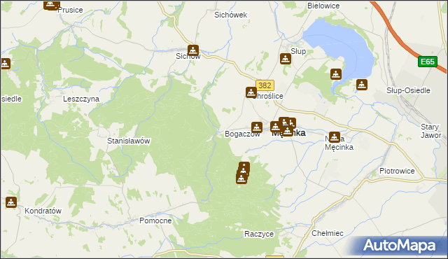 mapa Bogaczów gmina Męcinka, Bogaczów gmina Męcinka na mapie Targeo