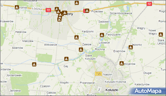 mapa Bogdanka gmina Brzeziny, Bogdanka gmina Brzeziny na mapie Targeo