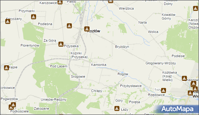 mapa Bogdanów gmina Kozłów, Bogdanów gmina Kozłów na mapie Targeo