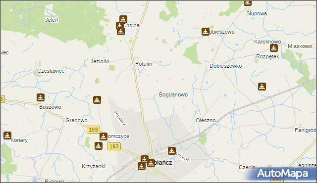 mapa Bogdanowo gmina Gołańcz, Bogdanowo gmina Gołańcz na mapie Targeo