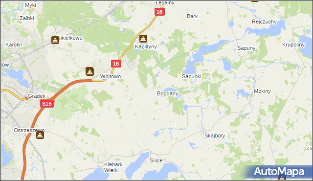 mapa Bogdany gmina Barczewo, Bogdany gmina Barczewo na mapie Targeo