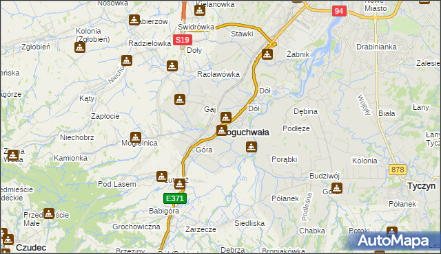 mapa Boguchwała powiat rzeszowski, Boguchwała powiat rzeszowski na mapie Targeo