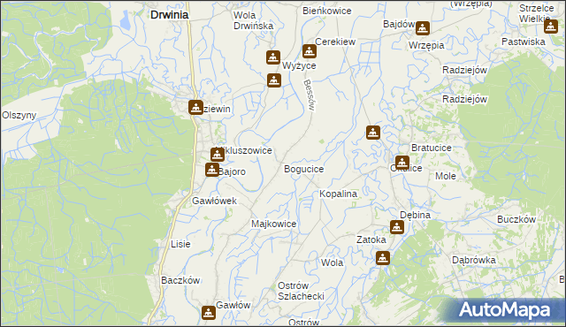 mapa Bogucice gmina Bochnia, Bogucice gmina Bochnia na mapie Targeo