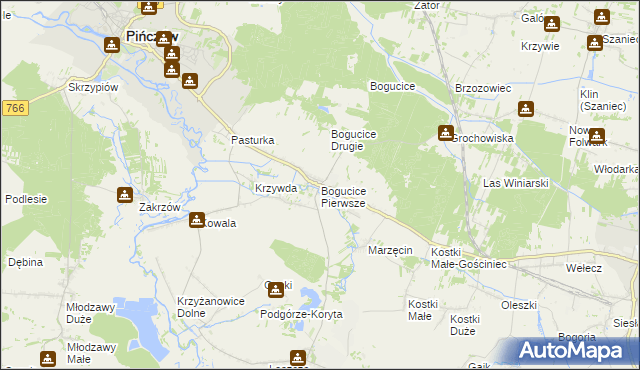 mapa Bogucice Pierwsze, Bogucice Pierwsze na mapie Targeo