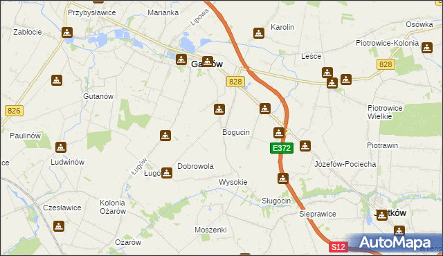 mapa Bogucin gmina Garbów, Bogucin gmina Garbów na mapie Targeo