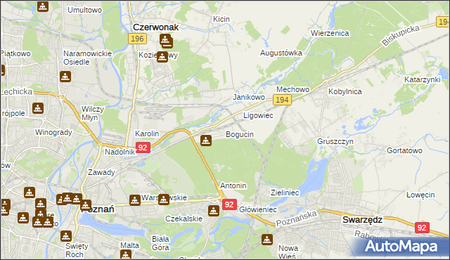 mapa Bogucin gmina Swarzędz, Bogucin gmina Swarzędz na mapie Targeo