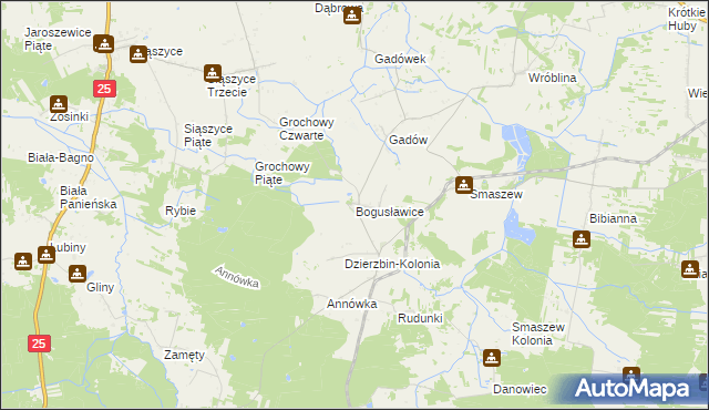 mapa Bogusławice gmina Mycielin, Bogusławice gmina Mycielin na mapie Targeo