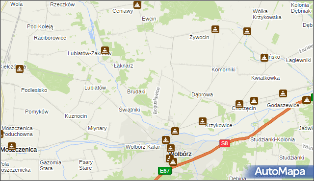 mapa Bogusławice gmina Wolbórz, Bogusławice gmina Wolbórz na mapie Targeo