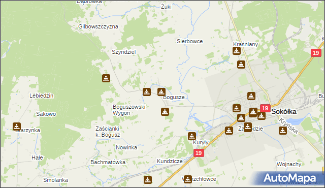 mapa Bogusze gmina Sokółka, Bogusze gmina Sokółka na mapie Targeo