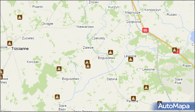 mapa Boguszewo gmina Mońki, Boguszewo gmina Mońki na mapie Targeo