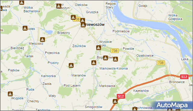 mapa Boguszówka gmina Gniewoszów, Boguszówka gmina Gniewoszów na mapie Targeo