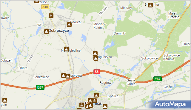 mapa Boguszyce gmina Oleśnica, Boguszyce gmina Oleśnica na mapie Targeo