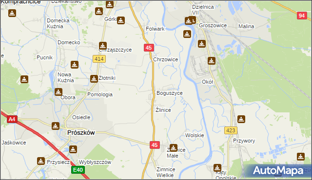 mapa Boguszyce gmina Prószków, Boguszyce gmina Prószków na mapie Targeo