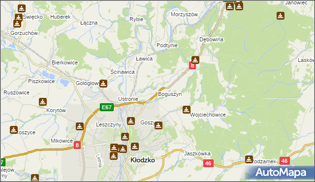 mapa Boguszyn gmina Kłodzko, Boguszyn gmina Kłodzko na mapie Targeo