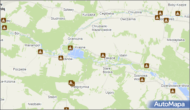 mapa Boiska-Kolonia gmina Józefów nad Wisłą, Boiska-Kolonia gmina Józefów nad Wisłą na mapie Targeo