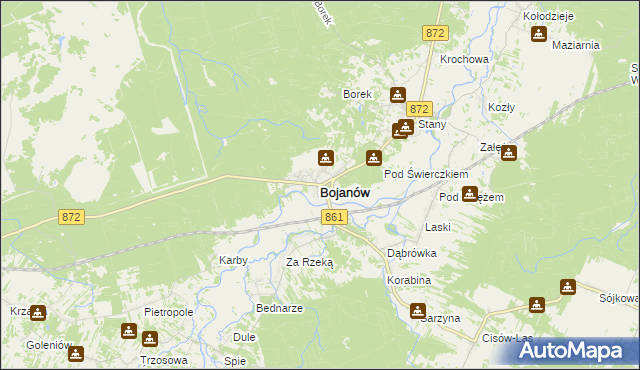 mapa Bojanów powiat stalowowolski, Bojanów powiat stalowowolski na mapie Targeo