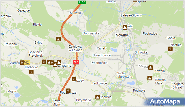 mapa Bolechowice gmina Sitkówka-Nowiny, Bolechowice gmina Sitkówka-Nowiny na mapie Targeo