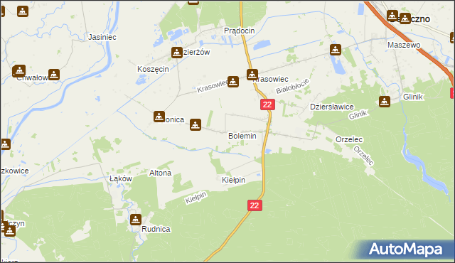 mapa Bolemin, Bolemin na mapie Targeo