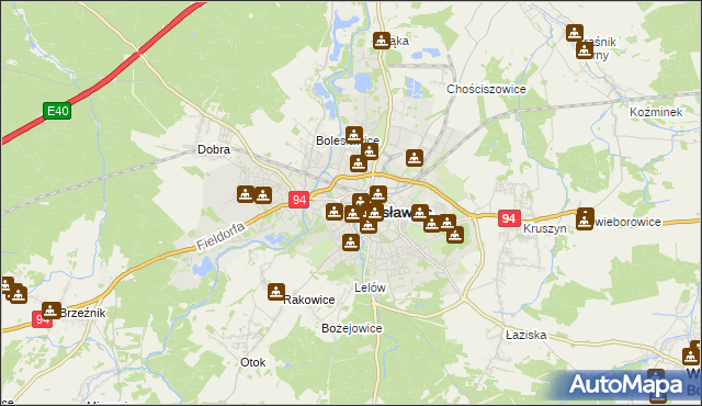 mapa Bolesławca, Bolesławiec na mapie Targeo