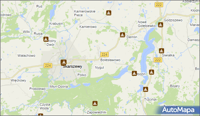 mapa Bolesławowo gmina Skarszewy, Bolesławowo gmina Skarszewy na mapie Targeo