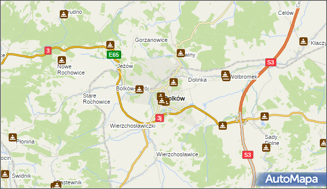 mapa Bolków powiat jaworski, Bolków powiat jaworski na mapie Targeo