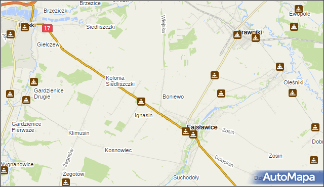 mapa Boniewo gmina Fajsławice, Boniewo gmina Fajsławice na mapie Targeo