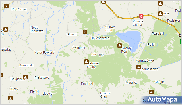 mapa Bór gmina Augustów, Bór gmina Augustów na mapie Targeo