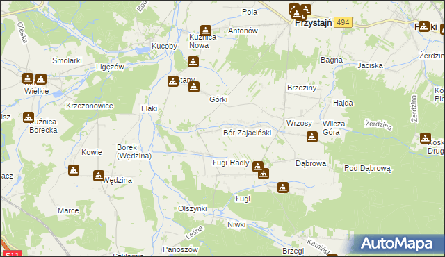 mapa Bór Zajaciński, Bór Zajaciński na mapie Targeo