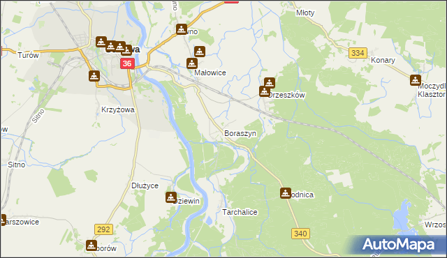 mapa Boraszyn, Boraszyn na mapie Targeo