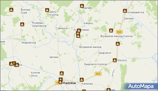 mapa Borawskie-Awissa, Borawskie-Awissa na mapie Targeo