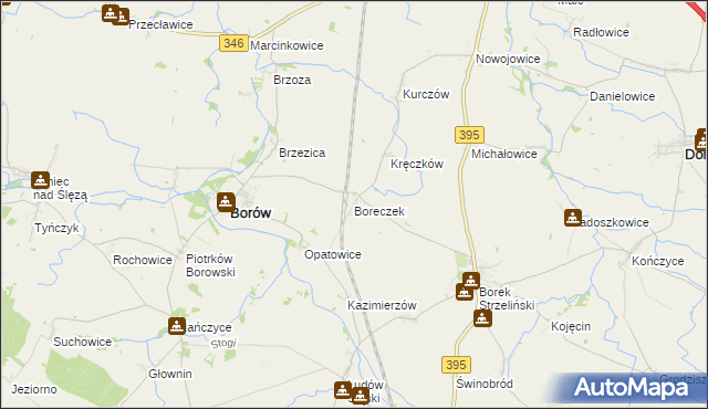 mapa Boreczek gmina Borów, Boreczek gmina Borów na mapie Targeo