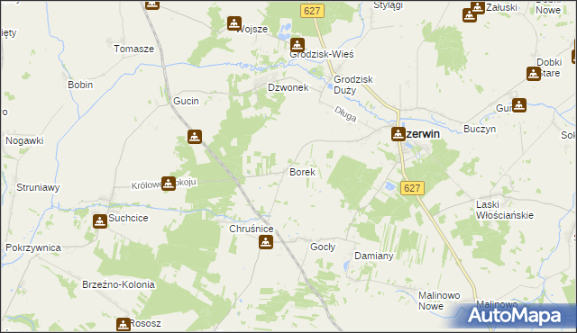 mapa Borek gmina Czerwin, Borek gmina Czerwin na mapie Targeo