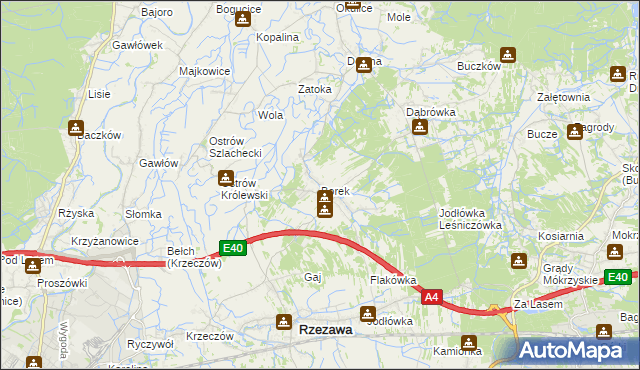 mapa Borek gmina Rzezawa, Borek gmina Rzezawa na mapie Targeo