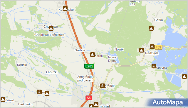 mapa Borek gmina Żmigród, Borek gmina Żmigród na mapie Targeo