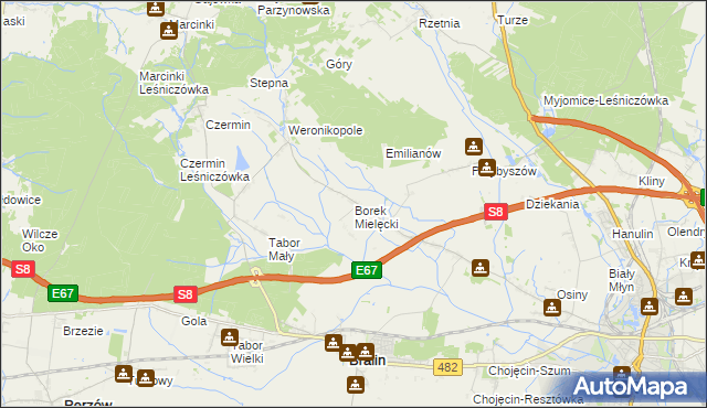 mapa Borek Mielęcki, Borek Mielęcki na mapie Targeo