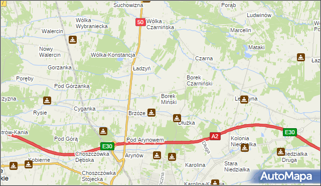 mapa Borek Miński, Borek Miński na mapie Targeo