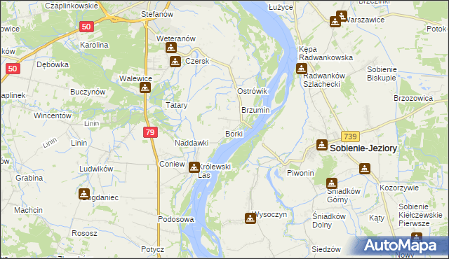 mapa Borki gmina Góra Kalwaria, Borki gmina Góra Kalwaria na mapie Targeo