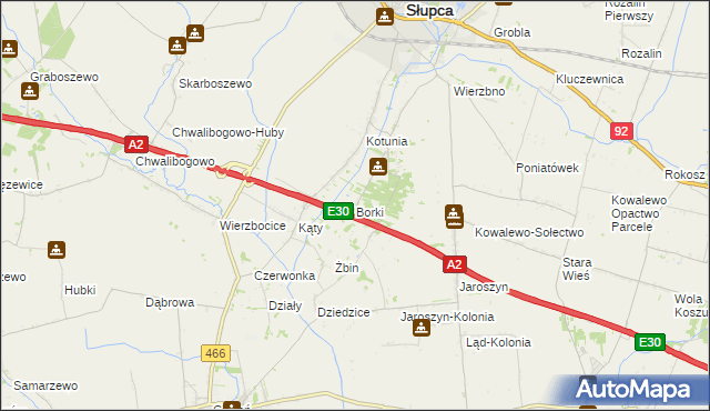 mapa Borki gmina Słupca, Borki gmina Słupca na mapie Targeo