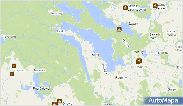 mapa Borki gmina Świętajno, Borki gmina Świętajno na mapie Targeo