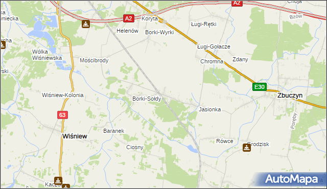 mapa Borki-Kosy, Borki-Kosy na mapie Targeo