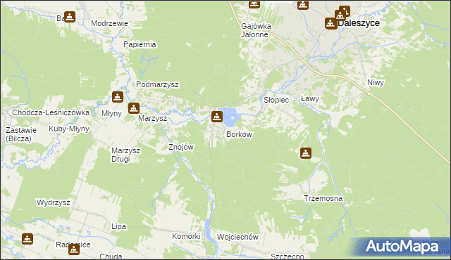 mapa Borków gmina Daleszyce, Borków gmina Daleszyce na mapie Targeo